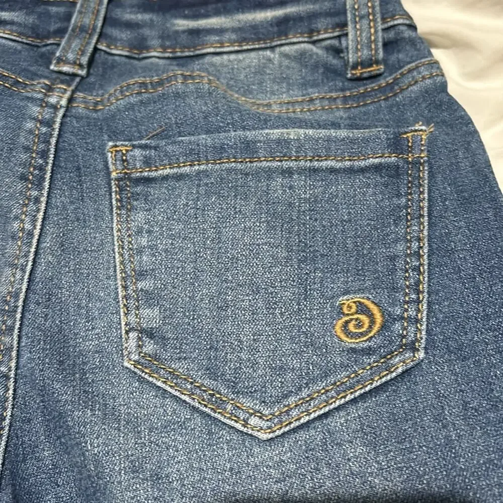 Indigo Rein 7 denim blue jean adjustable waist flare bell bottom distressed nwot